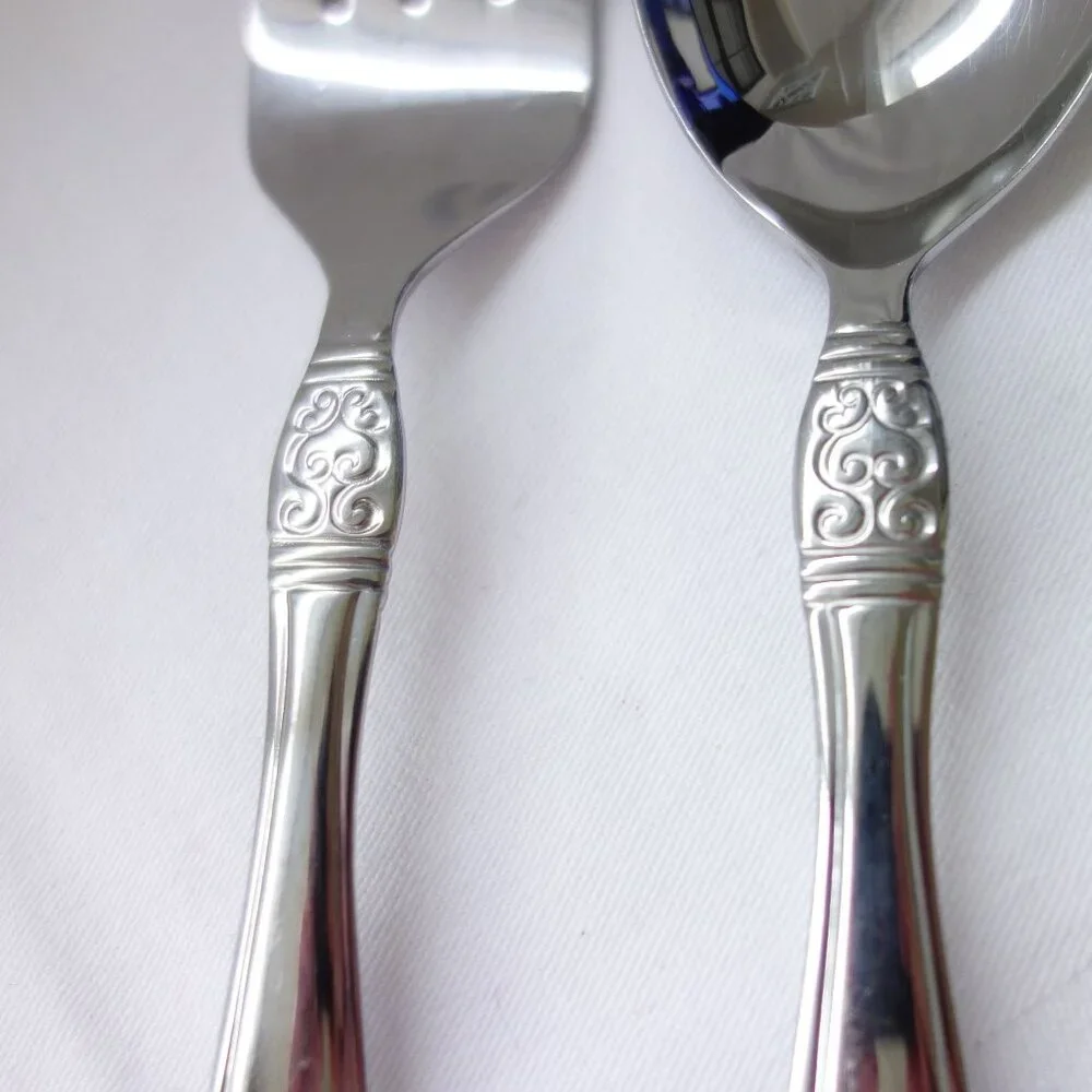 Oneida Vista Stainless‎ 18/0 Flatware Serving Fork and Spoon